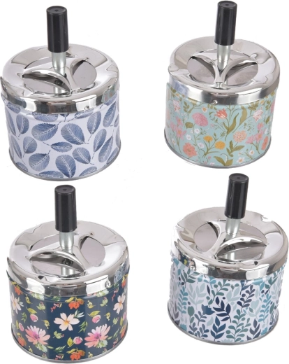 Blech-Aschenbecher 9 × 9 × 12 cm – Mix aus 4 Varianten