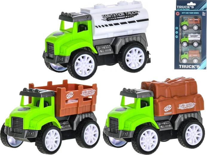 Bauernhoffahrzeuge mit Rückziehmotor 7,5 cm – Set mit 3 Stück