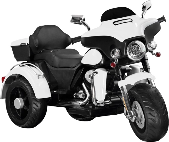 Elektrisches Kinder-Chopper-Motorrad mit 2 Motoren, Koffer und Beleuchtung