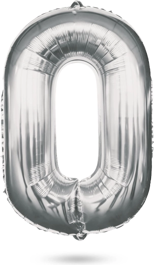 Geburtstags-Folienballon Zahl 0, silber, 40 Zoll