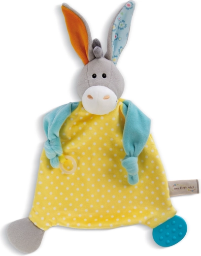 NICI Schmusetuch Esel mit Beißring und Schnullerhalter