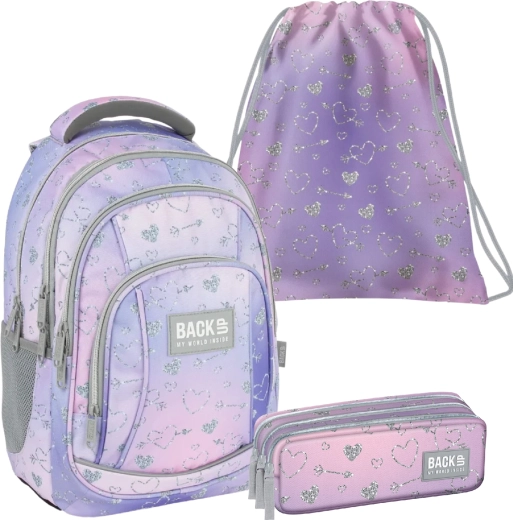Schulset BackUP Twinkle 3in1 (Rucksack, Etui-Federmäppchen, Turnbeutel)