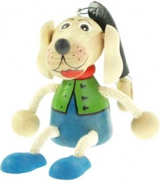 Dackel an der Feder – hölzernes Hängespielzeug