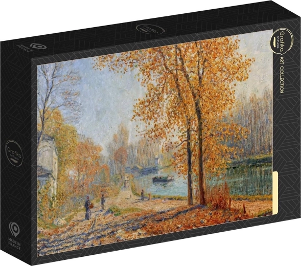 Grafika Puzzle Ufer des Loing, Herbstmorgen in Moret, 1000 Teile