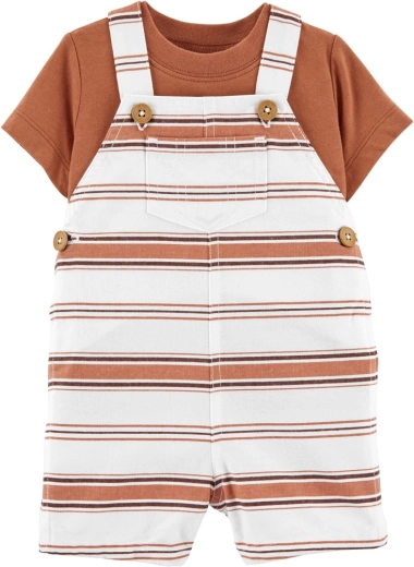 Carter’s 2-teiliges Baby-Set: Kurzarmshirt und Träger-Shorts mit braunen Streifen