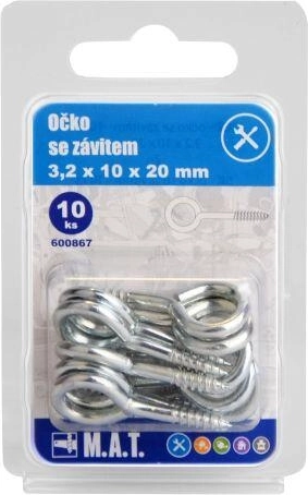 Geschlossenes Ösauge mit Gewinde 20 × 10 × 3,2 mm, verzinkt (10 Stk.)