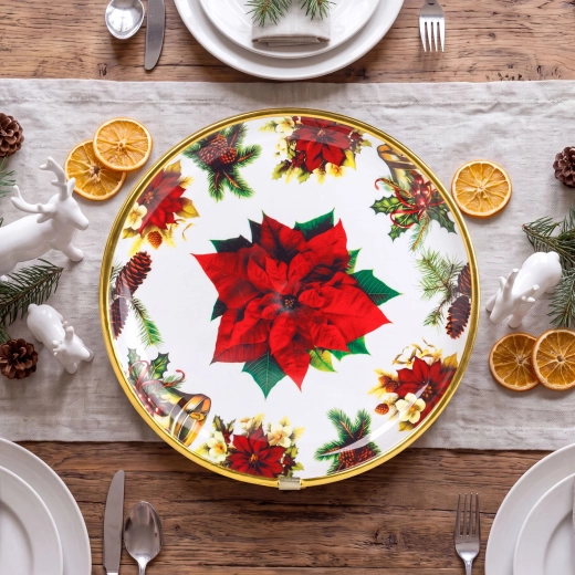 Weihnachtlicher Kunststoffteller mit Weihnachtsstern 22 cm