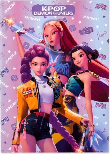 Linierter Schulheft KPop Demon Hunters A4 50 Seiten lila