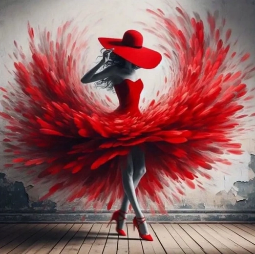 Diamantmalerei Tänzerin in Rot 30×40 cm