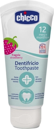 Chicco Kinderzahnpasta Erdbeere ohne Fluor 50 ml (12M+)