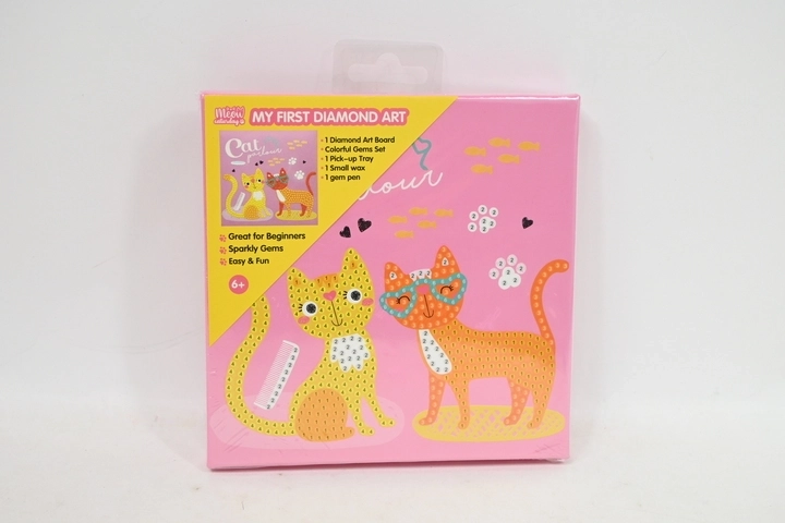 STNUX Diamantbild mit Kätzchen auf rosa Hintergrund 15 × 15 cm - 1 Stück