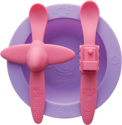 Kinder-Geschirrset Oogaa violett mit rosa