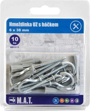 Knotdübel mit Haken 6×38 mm, Weißzink (10 Stk)