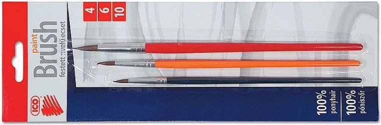Set runder Pinsel ICO 4/6/10 – farbige Holzgriffe