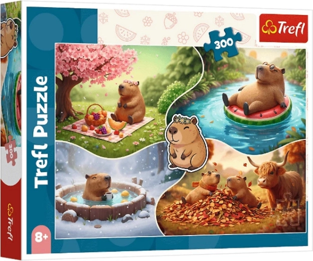 Puzzle 300 Teile – Vier Jahreszeiten mit Capybaras