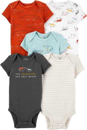 Carter's Baby-Bodys mit kurzen Ärmeln Dinosaurier, 5er-Set, Multicolor, Gr. 46
