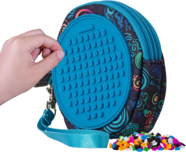 Pixie Crew blaue runde Tasche Spiral Magic mit Pixeln