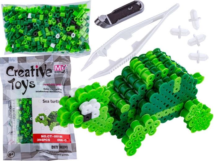 Bügelperlen 3D – Meeresschildkröte (Schablone), Beutel