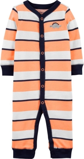 Carter's Baumwoll-Strampler ohne Fußteil mit Druckknöpfen Sleep & Play orange Streifen, Gr. 56