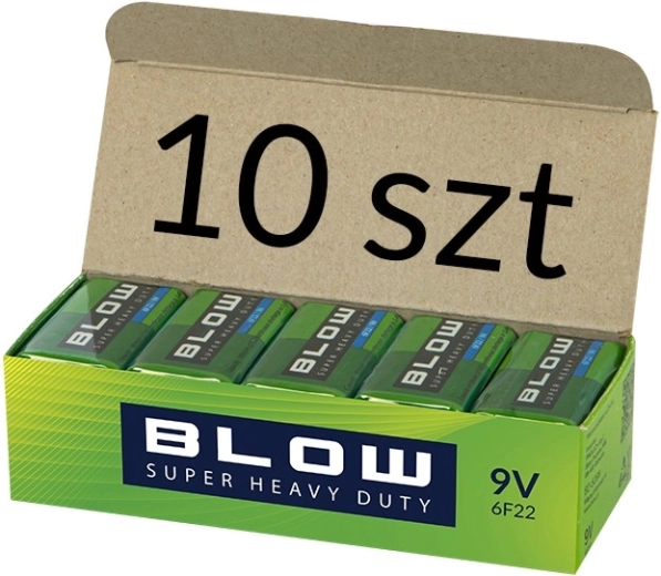BLOW 9-V-Batterien (6F22) Super Heavy Duty, Packung 10 Stk.