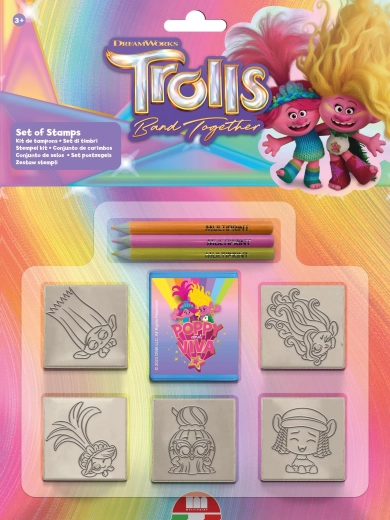 Stempelset Trolls – 5 Stempel und 3 Filzstifte