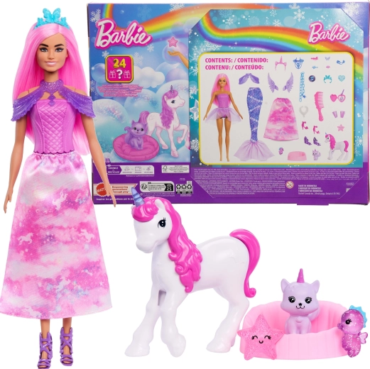 Barbie Dreamtopia Adventskalender mit Puppe und Zubehör – 24 Überraschungen
