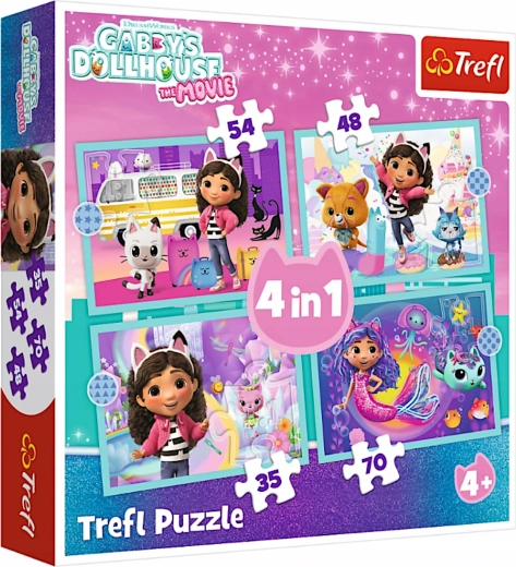 Puzzle 4-in-1 Gabby’s Dollhouse – Großes Abenteuer (TREFL)