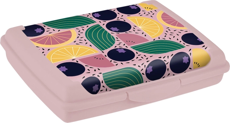 Snackbox mit Clip 17 × 13 × 3,5 cm (Farb- und Motivmix)