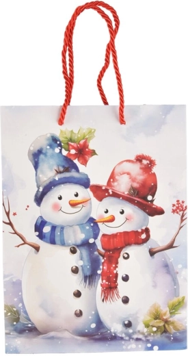 Geschenkpapiertüte mit зимlichem Schneemann-Motiv 18 × 10 × 23 cm