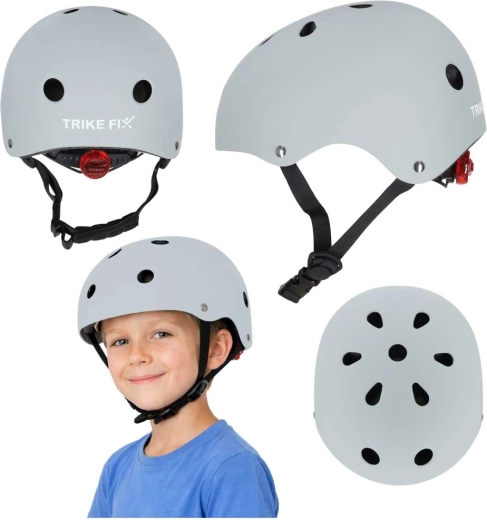 Kinder-Fahrradhelm mit LED, verstellbar, Größe M (55–58 cm), dunkelgrau