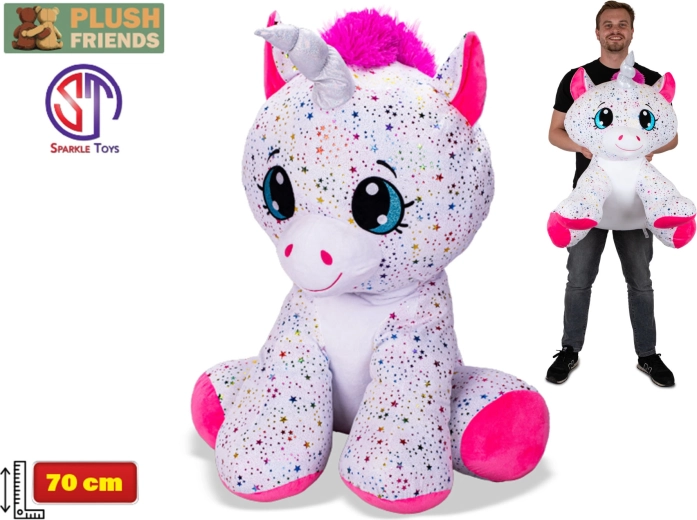 Riesiges sitzendes Plüscheinhorn Star Sparkle 70 cm