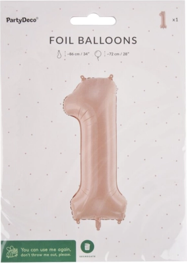 Folienballon Zahl 1, Beige, 72 cm