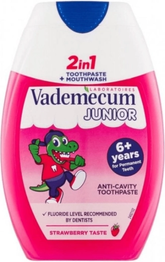 Vademecum Junior 2-in-1 Erdbeer Kinderzahnpasta und Mundspülung 75 ml