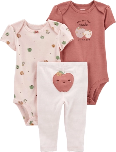 Carter's 3-teiliges Baby-Set Pink Apple – 2× Kurzarm-Body und Leggings