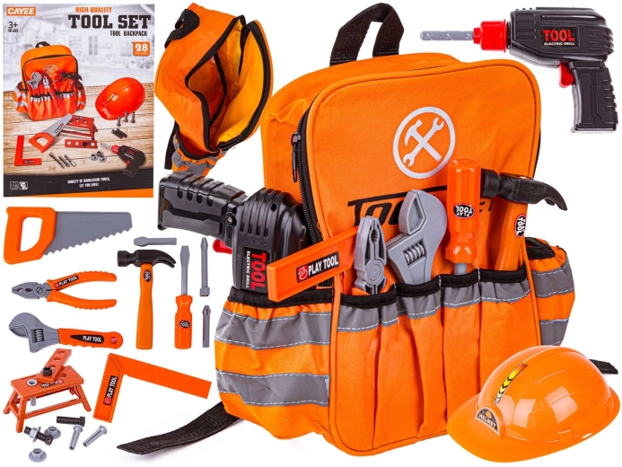 Kinder-Werkzeugset mit Rucksack, Akku-Schrauber und Schutzhelm