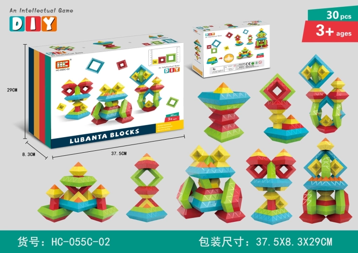 Bunte 3D-Bausteine zum Zusammenstecken von Formen (30 Teile)