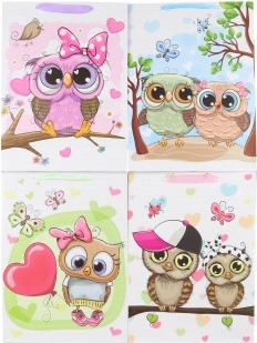 Geschenktasche mit Eulenmotiv 31 × 42 × 12 cm