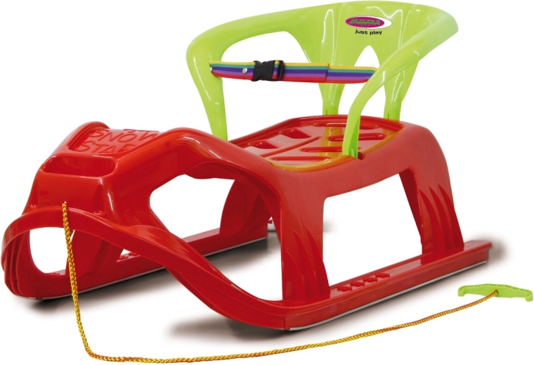 Snow Play Kinder-Kunststoffschlitten Snow Star 90 cm rot mit Rückenlehne