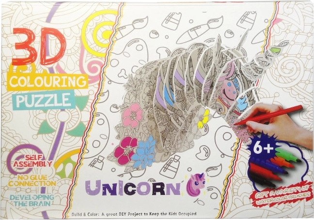 3D-Puzzle Einhorn zum Ausmalen