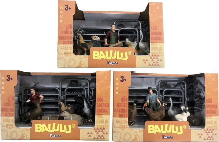 BALULU Spielset Geflügel und Kleintiere mit Figur und Gehege - 1 Stück