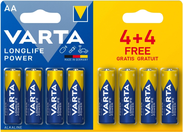 Alkalische Batterien AA Longlife Power Varta 8 Stk.