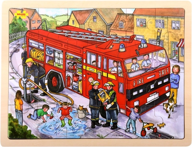 Bigjigs Toys Holzpuzzle Feuerwehr 24 Teile