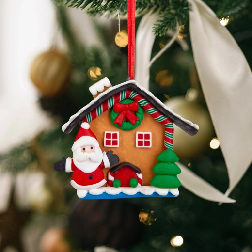 Weihnachtliche magnetische Dekoration 2-in-1-Lebkuchenhaus mit Weihnachtsmann