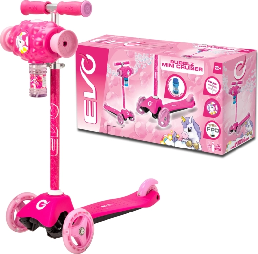EVO Kinder-Dreiradroller Bubblz Mini Cruiser mit Seifenblasenmaschine, rosa