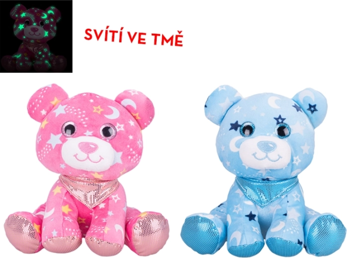 Plüsch-Teddybär 20 cm mit Halstuch, leuchtet im Dunkeln