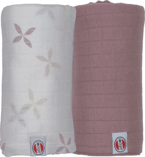 Lodger Swaddler Solid Matcha Powder/Rose 110 × 110 cm, Set 2 Stück