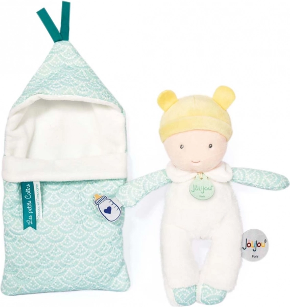Doudou Jolijou Baby in Einschlafschlafsack 20 cm – Türkis