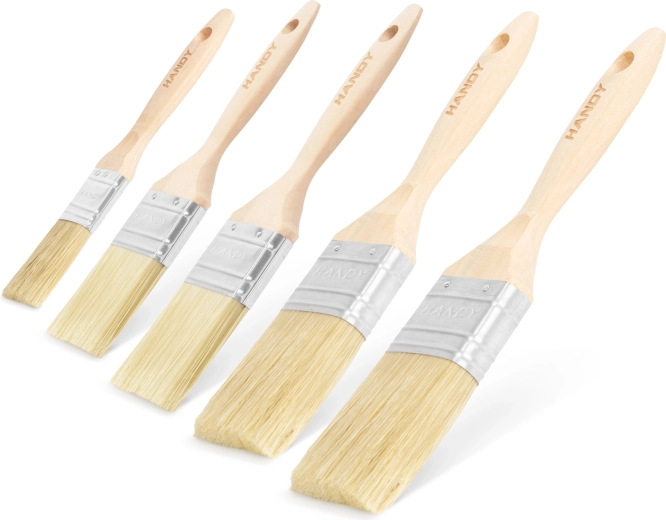 Set flacher Malerpinsel mit Holzgriff, 5 Stück
