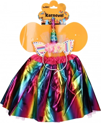 Karneval-Set Einhorn – bunter Rock und Haarreif