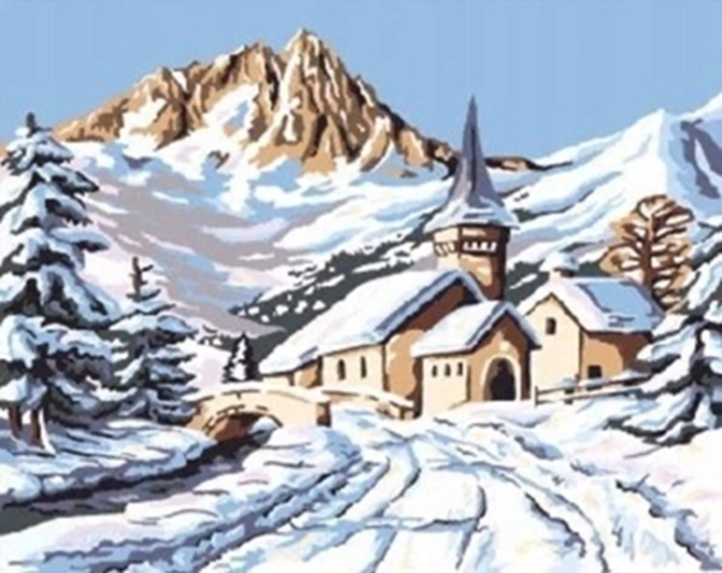 Norimpex Malen nach Zahlen verschneite Berghütte 40 × 50 cm